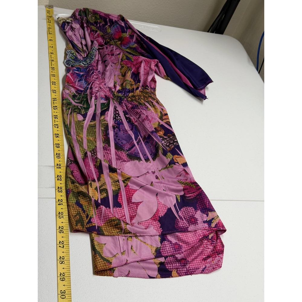 One World Top Womens Medium Pink Floral Butterfly Embellished Tunic Y2k Romantic - Picture 10 of 10